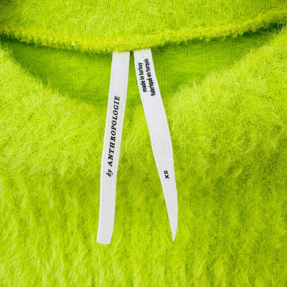 by‎ Anthropologie Mock Neck Fuzzy Sweater in Brat Green Neon Lime Size XS - Picture 8 of 11